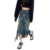 Y2K High Waist Irregular Asymmetric Long Skirt